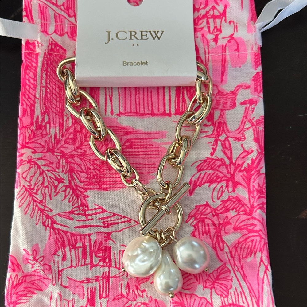 J. Crew Gold toggle chain Bracelet with Pearls